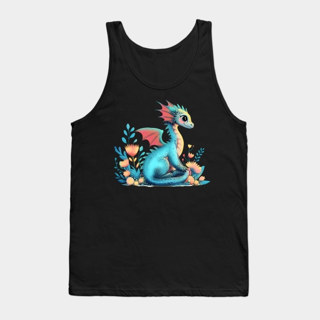 Turquoise dragon Tank Top by maryglu